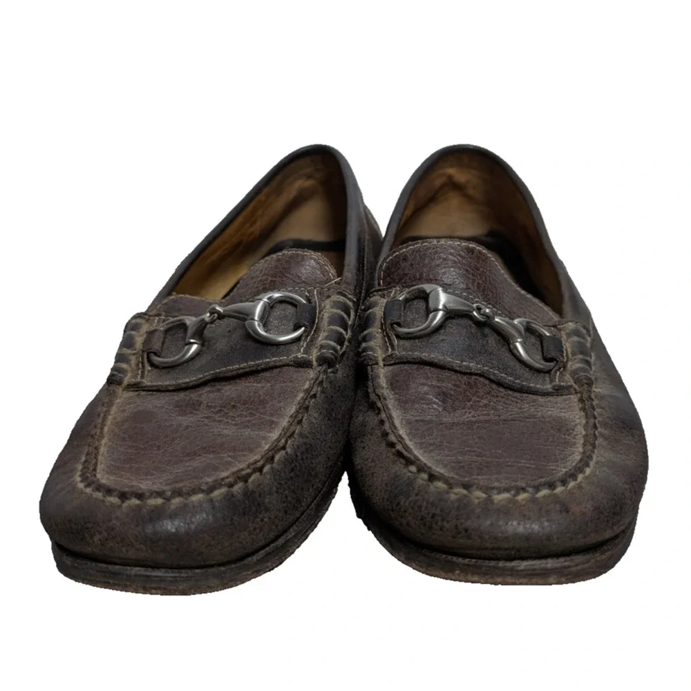 Martin Dingman Horse Bit Loafers Men 10.5 Pebbled Leather Old Money Quiet Luxury